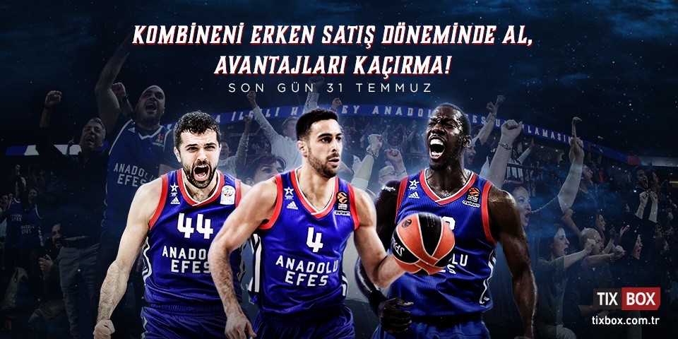 Anadolu Efes Taraftarları, 31 Temmuz’a Kadar Kombine Alarak Çok Özel Hediyelerin Sahibi Olabilecek...